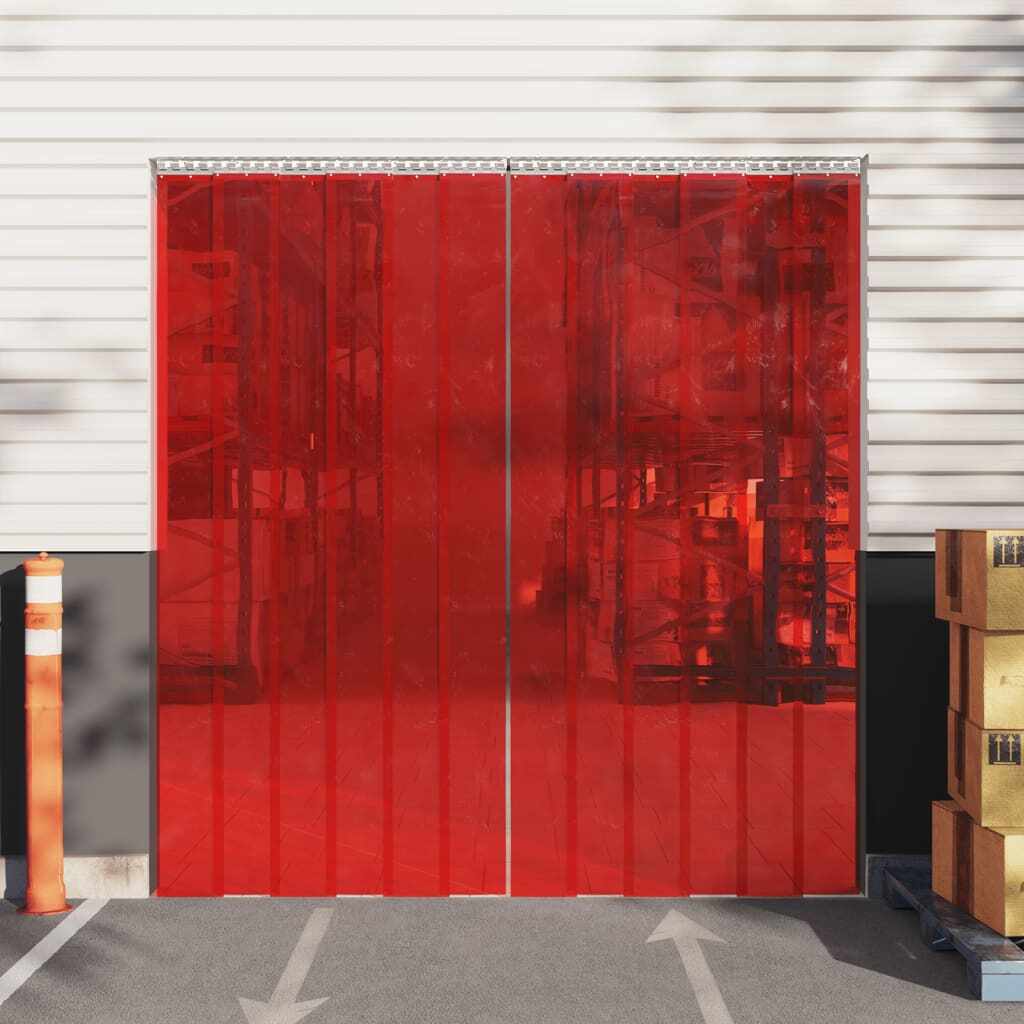 vidaXL Perdea pentru ușă, roșu, 300 mmx2,6 mm 25 m, PVC
